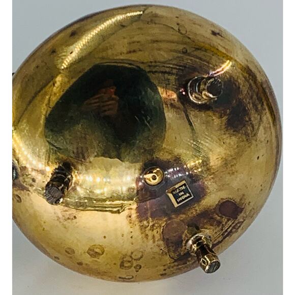 Vintage Brass Tea Kettle Teapot Etched Legs Wood Handle Mini India Missing Lid - Picture 8 of 12